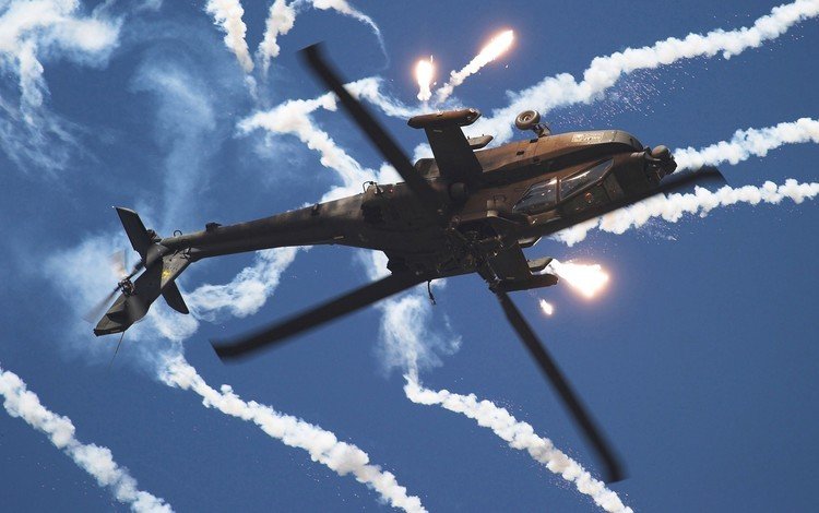 дым, вертолет, тепловые ловушки, smoke, helicopter, flares