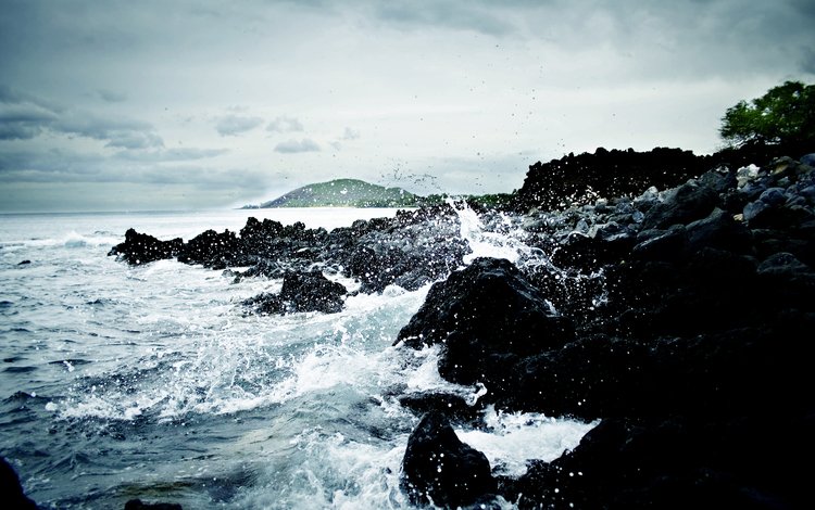 вода, скалы, камни, волны, море, гавайи, water, rocks, stones, wave, sea, hawaii