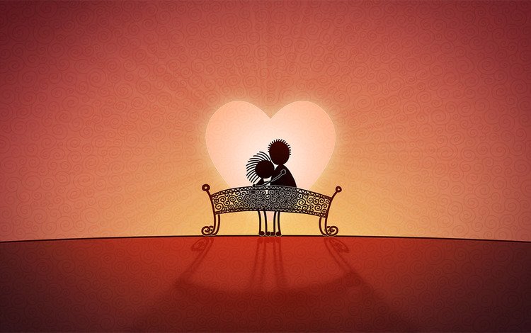 сердце, любовь, скамейка, пара, влюбленная, heart, love, bench, pair