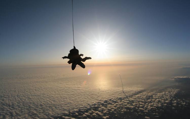 облака, прыжок, адреналин, на, парашутист, сюрприз, летит, встречу, clouds, jump, adrenaline, on, parachutist, surprise, flies, meeting