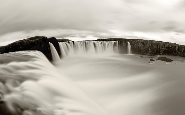водопад, чёрно-белое, красотища, waterfall, black and white, beautiful