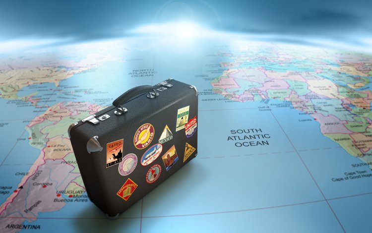 карта, глобус, чемодан, путешествие, map, globe, suitcase, journey