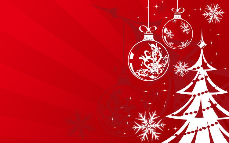 новый год, елка, шары, снежинки, фон, цвет, красный, new year, tree, balls, snowflakes, background, color, red