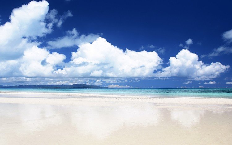 облака, берег, море, песок, clouds, shore, sea, sand