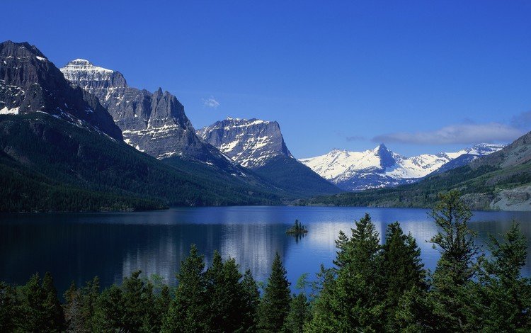 озеро, горы, пейзаж, водная гладь, lake, mountains, landscape, water surface
