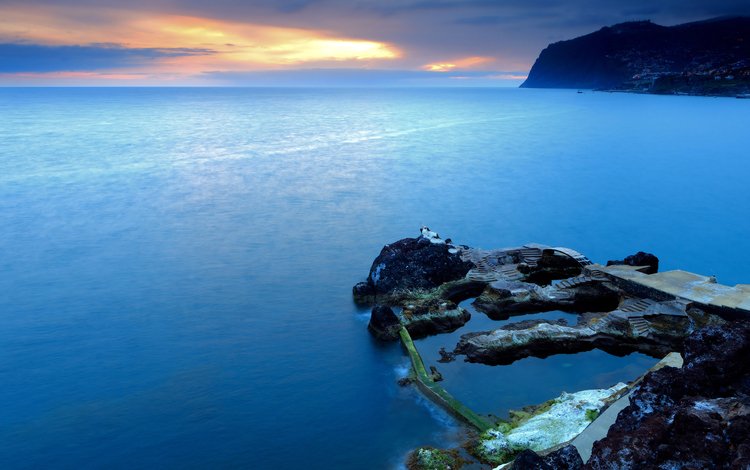 скалы, закат, море, португалия, rocks, sunset, sea, portugal
