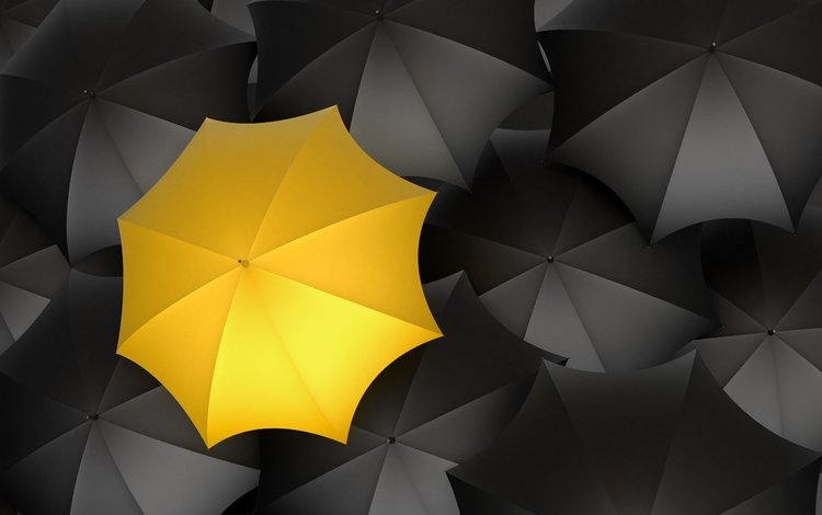 желтый, черный цвет, зонты, yellow, black color, umbrellas