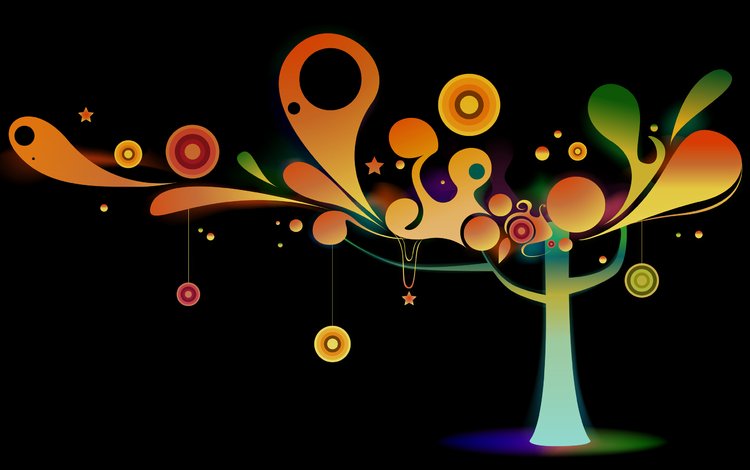 дерево, украшения, вектор, круги, цветное, tree, decoration, vector, circles, color