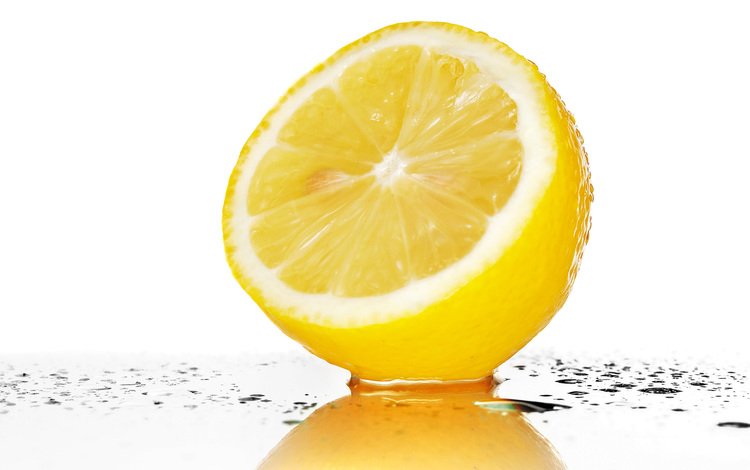 вода, цитрусы, макро, отражение, капли, фрукты, брызги, лимон, белый фон, water, citrus, macro, reflection, drops, fruit, squirt, lemon, white background