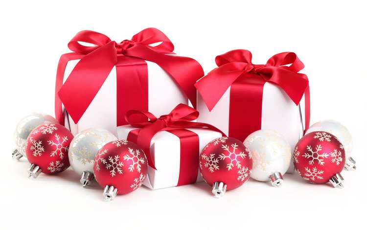 шары, зима, подарки, белый фон, праздник, рождество, новогодние шары, balls, winter, gifts, white background, holiday, christmas, christmas balls