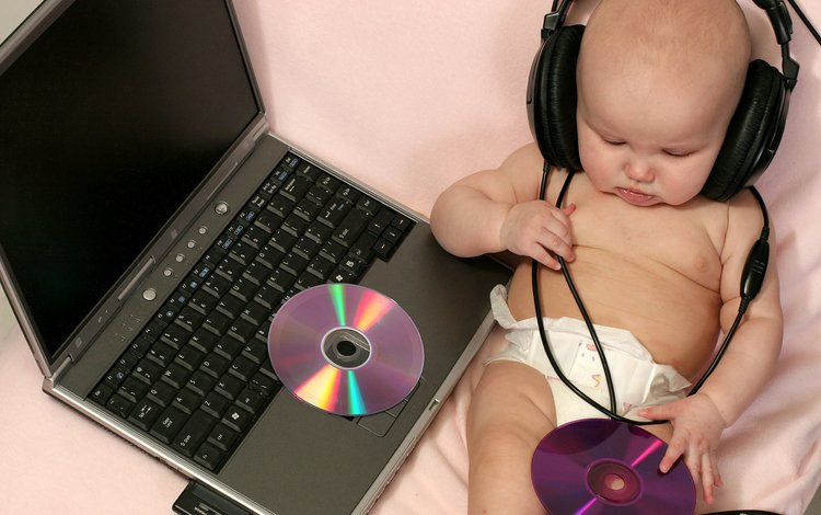 музыка, наушники, ребенок, ноутбук, music, headphones, child, laptop
