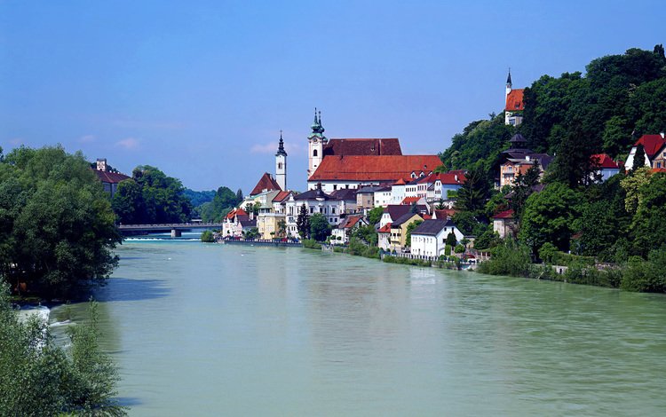 река, австрия, дома, river, austria, home