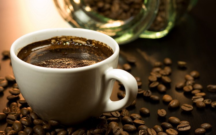 кофе, чашка, кофейные зерна, coffee, cup, coffee beans