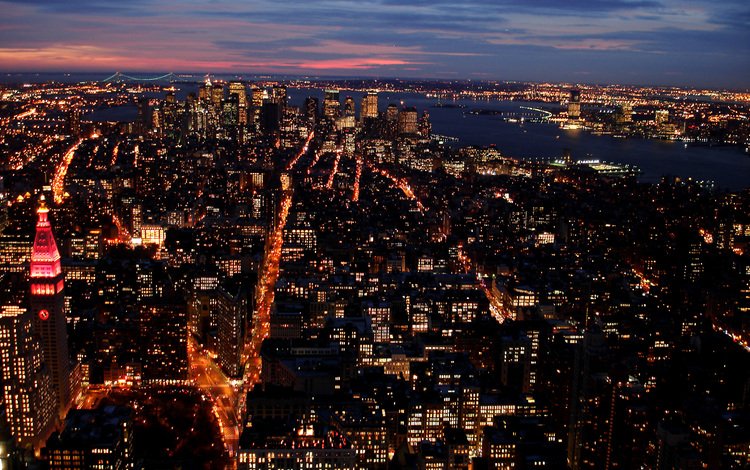 ночь, огни, город, дома, нью-йорк, здания, night, lights, the city, home, new york, building