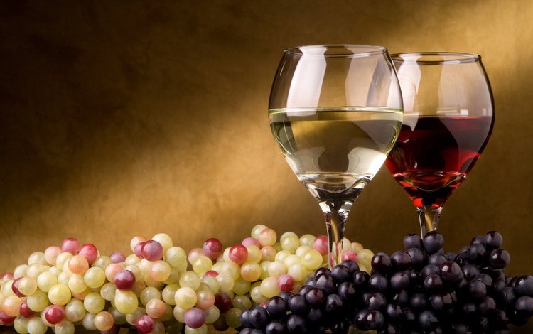 виноград, вино, бокалы, grapes, wine, glasses