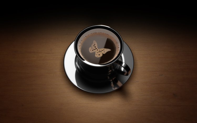 напиток, кофе, бабочка, чашка, пенка, рисунок., drink, coffee, butterfly, cup, foam, figure.