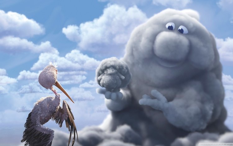 облако, мультфильм, аист, partly cloudy, cloud, cartoon, stork