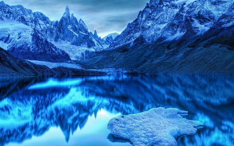 озеро, горы, снег, зима, холод, сумерки, тишина, lake, mountains, snow, winter, cold, twilight, silence