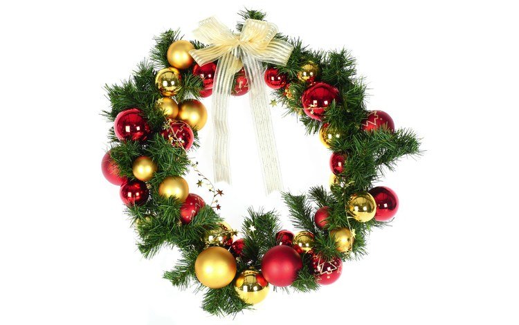белый фон, рождество, венок, новогодние украшения, новогодний венок, white background, christmas, wreath, christmas decorations