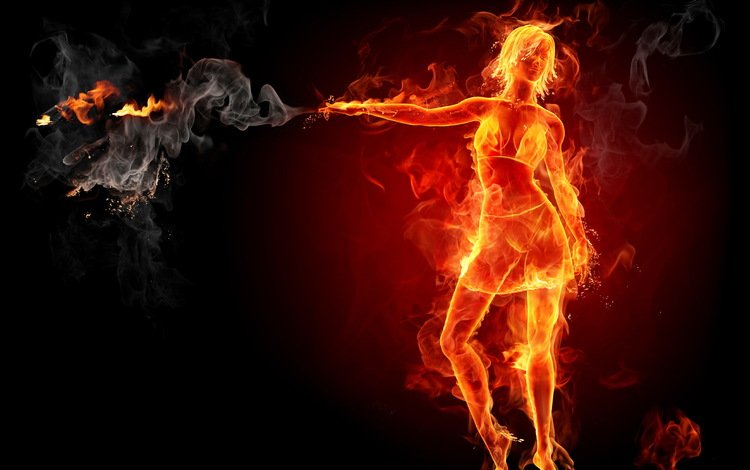 пламя, девушка, огонь, дым, силуэт, flame, girl, fire, smoke, silhouette