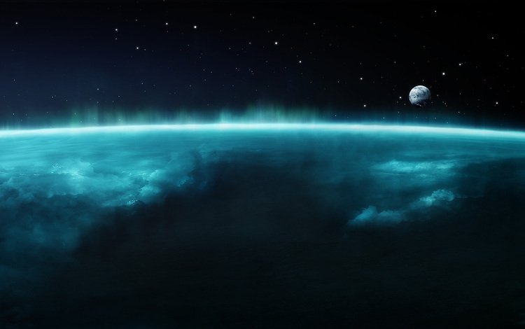 облака, земля, космос, луна, спутник, поверхность, свеченье, clouds, earth, space, the moon, satellite, surface