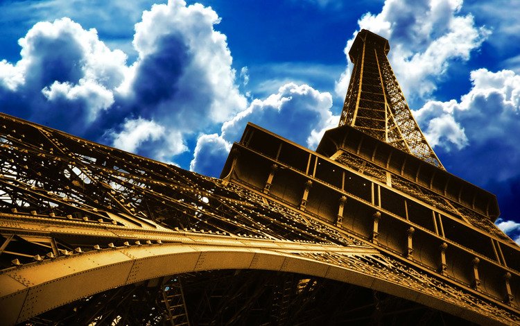 небо, облака, париж, эйфелева башня, перспектива, the sky, clouds, paris, eiffel tower, perspective