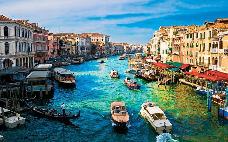 венеция, канал, катер, гандола, venice, channel, boat, the gondola
