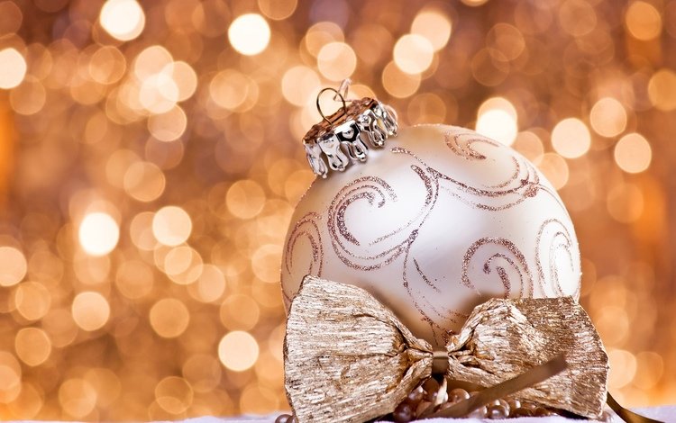 огни, новый год, зима, шар, бант, новогодние украшения, lights, new year, winter, ball, bow, christmas decorations
