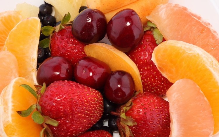фрукты, клубника, ягоды, вишня, апельсин, черника, десерт, грейпфрут, fruit, strawberry, berries, cherry, orange, blueberries, dessert, grapefruit