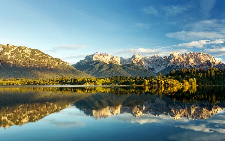 озеро, горы, отражение, вершины, lake, mountains, reflection, tops