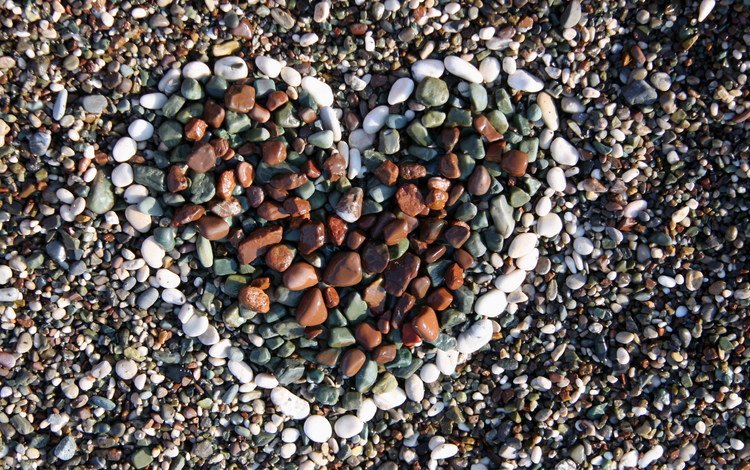 камни, галька, форма, сердце, гравий, stones, pebbles, form, heart, gravel