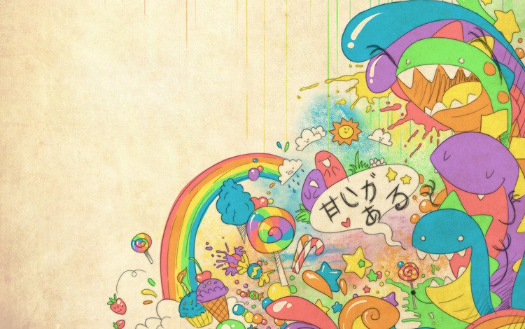 абстракция, мороженое, конфеты, радуга, радость, монстрики, abstraction, ice cream, candy, rainbow, joy, monsters
