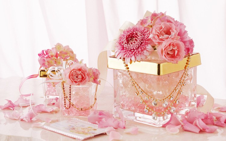 цветы, украшения, розовый, ленты, flowers, decoration, pink, tape
