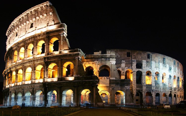 ночь, италия, колизей, рим, night, italy, colosseum, rome