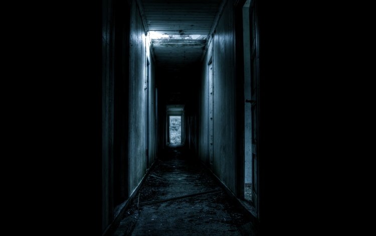развалины, темнота, коридор, двери, мрачно, the ruins, darkness, corridor, door, gloomy