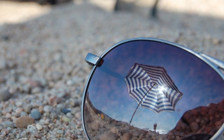 макро, отражение, пляж, очки, зонт, стекло, macro, reflection, beach, glasses, umbrella, glass
