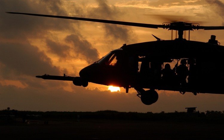 вечер, солдаты, вертолет, the evening, soldiers, helicopter