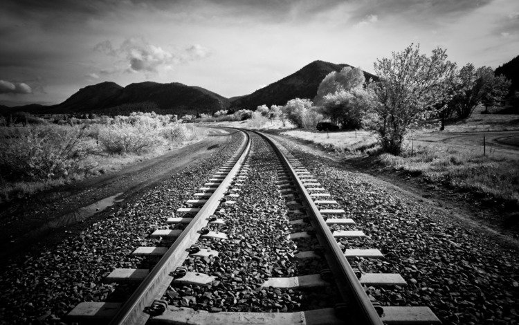 железная дорога, рельсы, шпалы, пейзаж, railroad, rails, sleepers, landscape