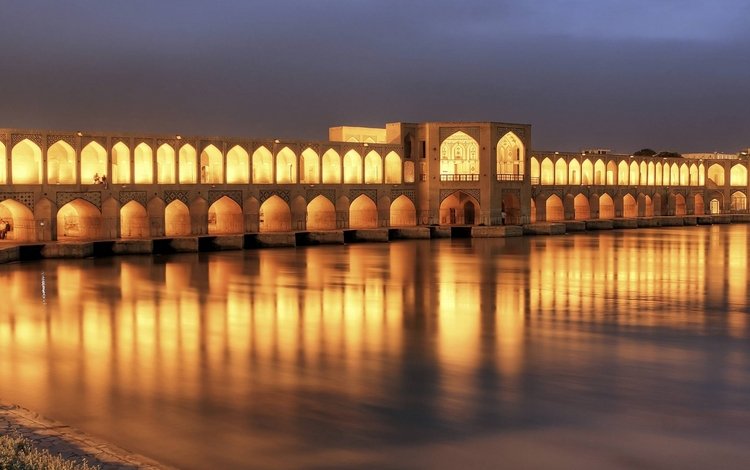 свет, вода, отражение, иран, исфахан, мост хаджу, хаджу, light, water, reflection, iran, isfahan, bridge hajj