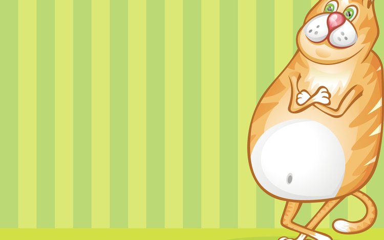 рисунок, кот, полосатый, толстый, figure, cat, striped