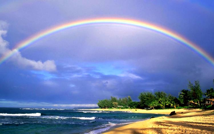 волны, море, песок, пляж, радуга, wave, sea, sand, beach, rainbow