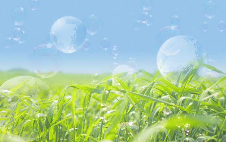 мыльные пузыри, зеленое поле, bubbles, green field