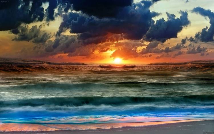 небо, облака, вода, солнце, цвета, волны, закат, море, the sky, clouds, water, the sun, color, wave, sunset, sea