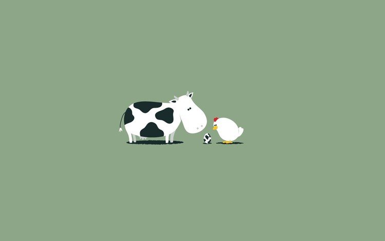 минимализм, корова, яйцо, курица, minimalism, cow, egg, chicken