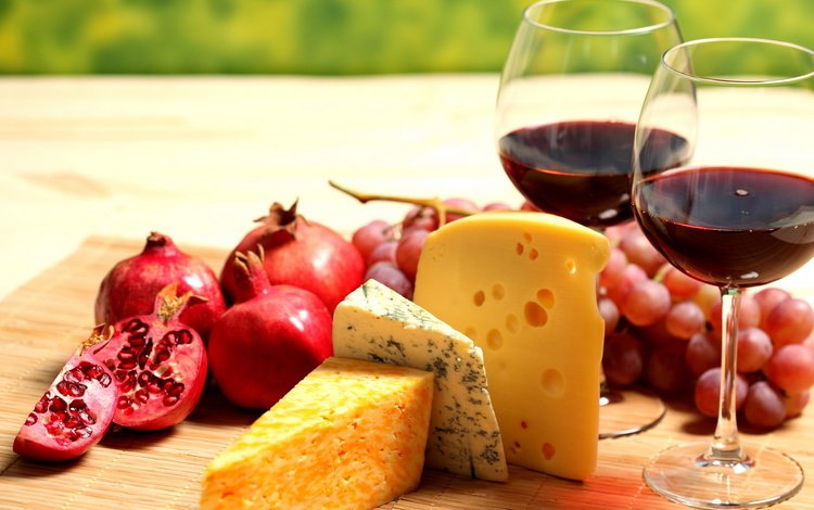 виноград, фрукты, сыр, вино, бокалы, красное, гранат, grapes, fruit, cheese, wine, glasses, red, garnet