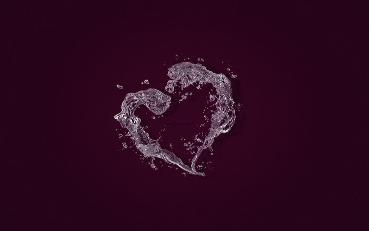 вода, фиолетовый, сердце, любовь, черный фон, влюбленная, сердечка, в форме сердца, water, purple, heart, love, black background