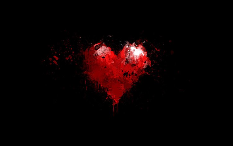 фон, капли, черный, краска, сердце, минимализм, красное, background, drops, black, paint, heart, minimalism, red