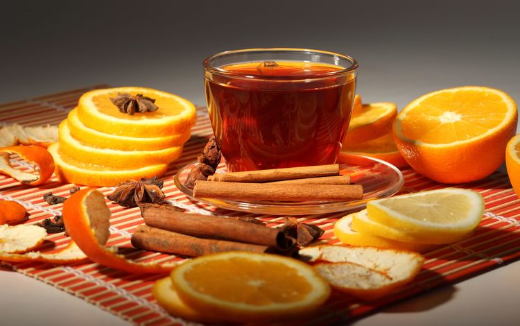 корица, апельсины, чашка, чай, cinnamon, oranges, cup, tea