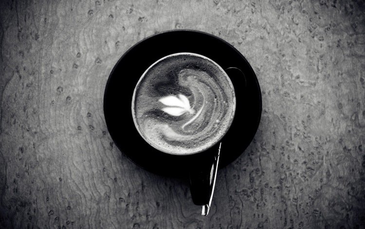 кофе, лист, ложка, черно белая, coffee, sheet, spoon, black and white