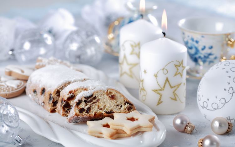 свечи, новый год, шарики, чай, рождество, печенье, candles, new year, balls, tea, christmas, cookies